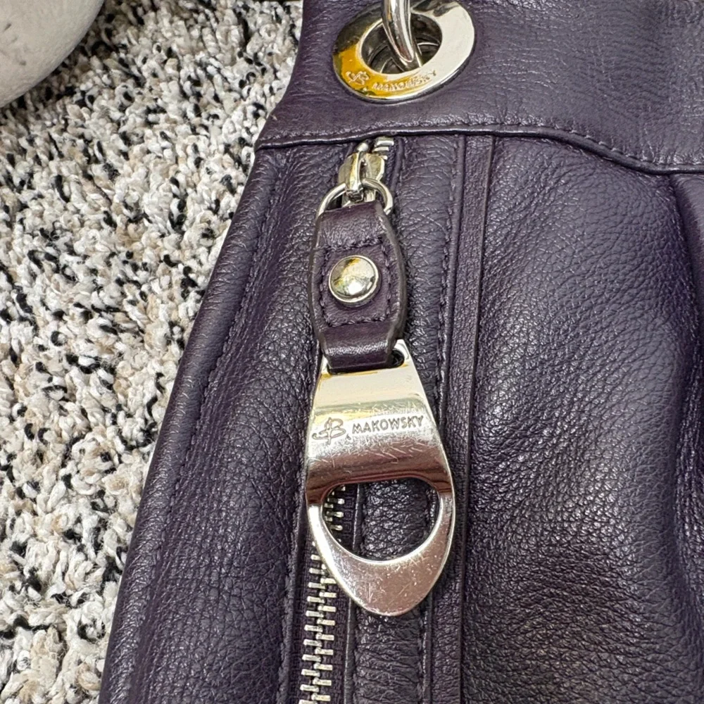 B.Makowsky Purple Leather Crossbody - Picture 4 of 6